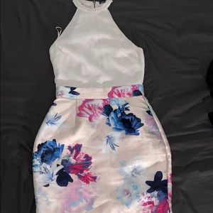 Halter floral mini dress